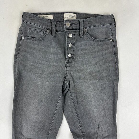 Universal Thread High Rise Skinny Denim Jeans Gray Cut-Off Button Fly Size 2/26R - Picture 3 of 12